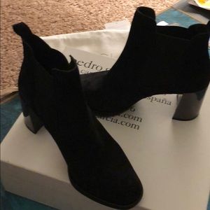 COPY - Pedro Garcia black suede boots W/chrome heel